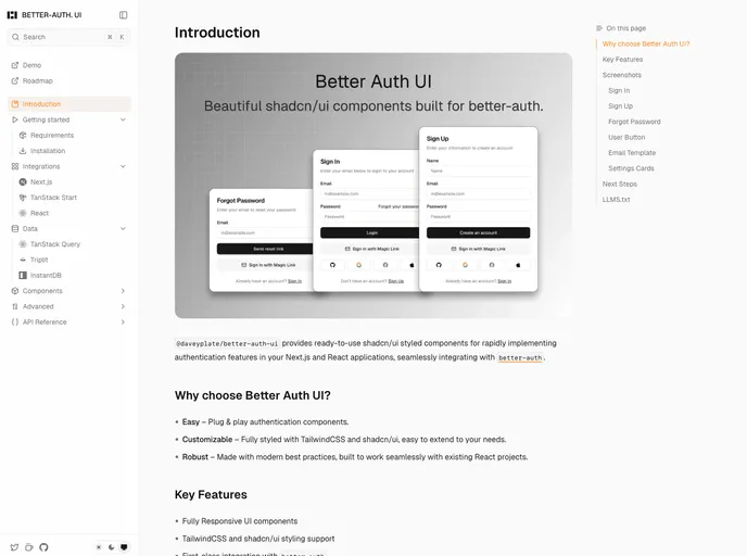 Better Auth UI screenshot