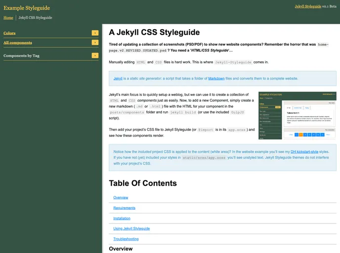 screenshot of Jekyll Styleguide
