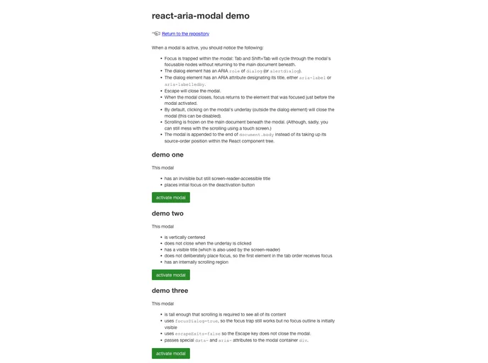 React Aria Modal