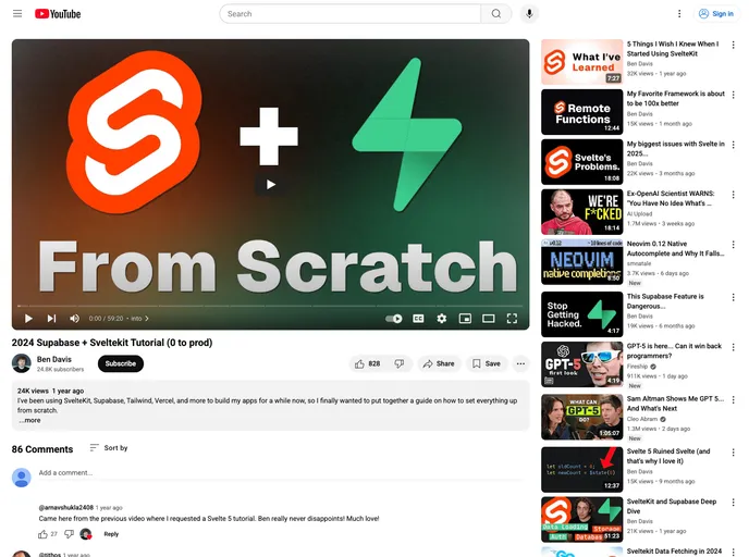screenshot of Supabase Sveltekit 2024 Tutorial