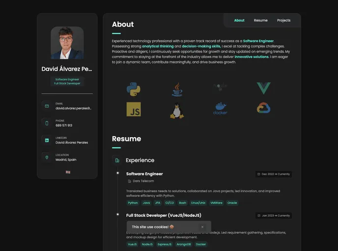 screenshot of DavidPortafolio