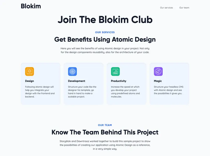 screenshot of Atomic Design Storyblok