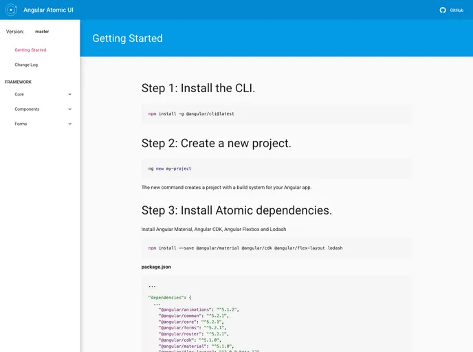 screenshot of Atomic UI