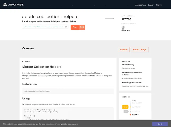 screenshot of Meteor Collection Helpers