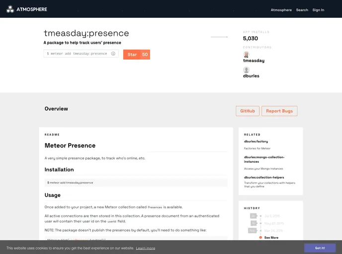 screenshot of Meteor Presence