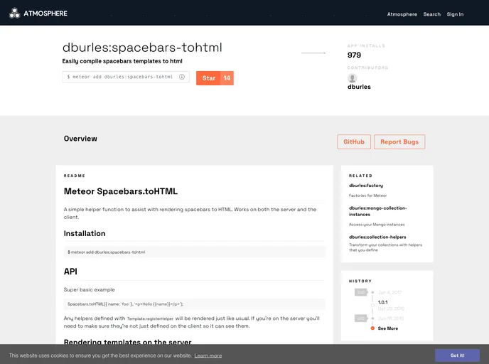 screenshot of Meteor Spacebars Tohtml
