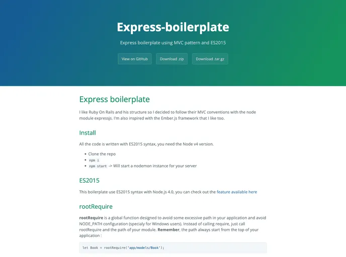 screenshot of Express Boilerplate