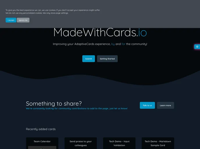screenshot of Adaptivecards Vue