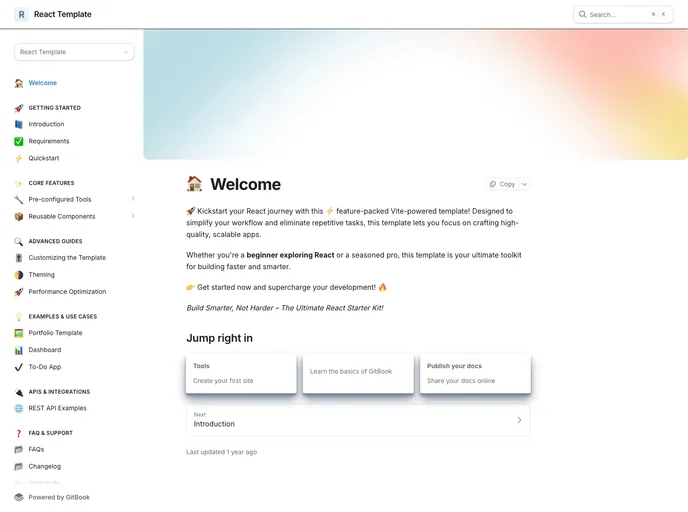 React Template screenshot