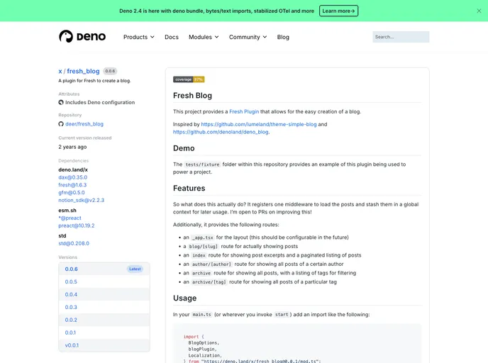 screenshot of Fresh_blog