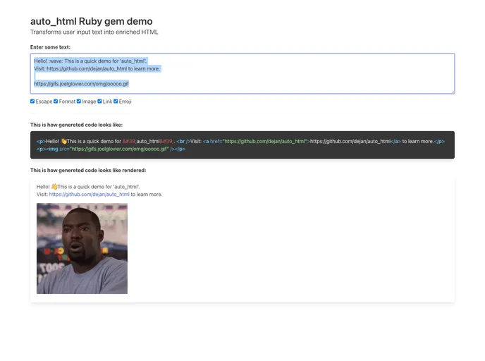 screenshot of Auto_html
