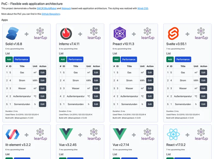 screenshot of Poc Flexible Web Application Architecture