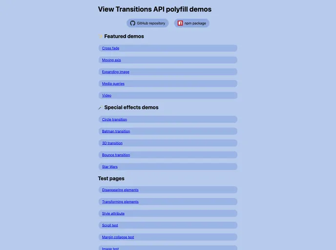 View Transitions Polyfill