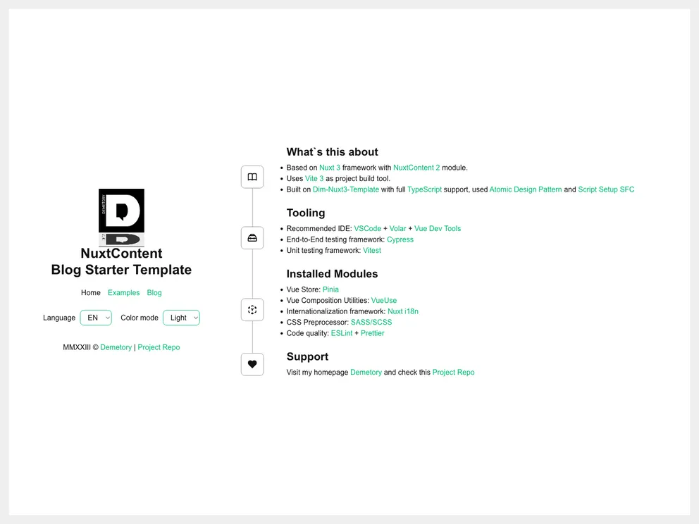 Dim Nuxt Content Blog screenshot