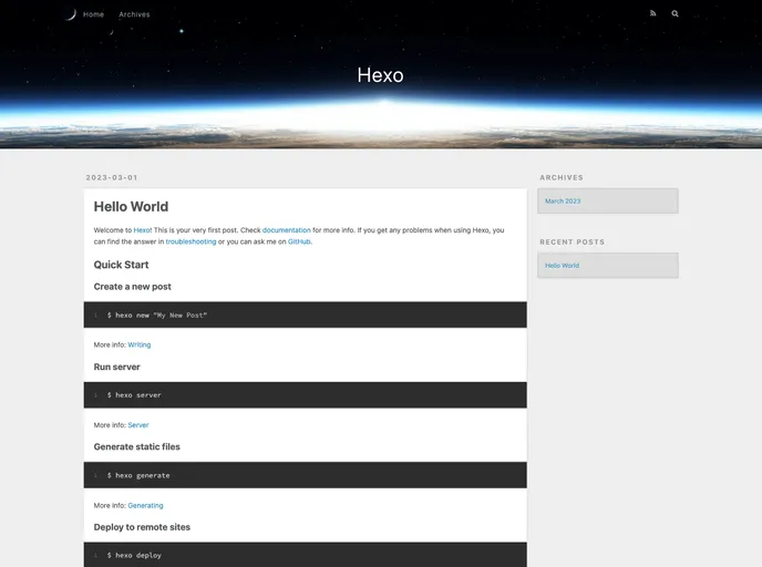 screenshot of Hexo Boilerplate Netlify Cms