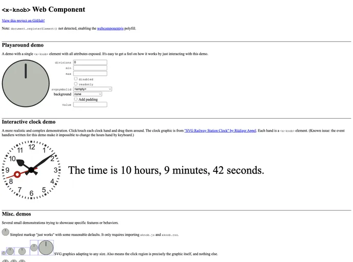 screenshot of Html5 Knob