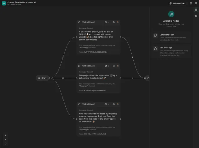 screenshot of Chatbot Flow Builder Starter Kit