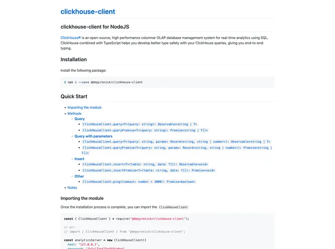 screenshot of Nestjs Clickhouse