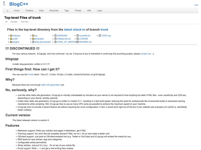 screenshot of Blogcpp