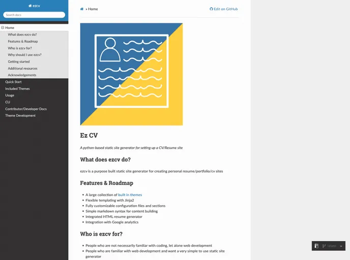 screenshot of Ezcv