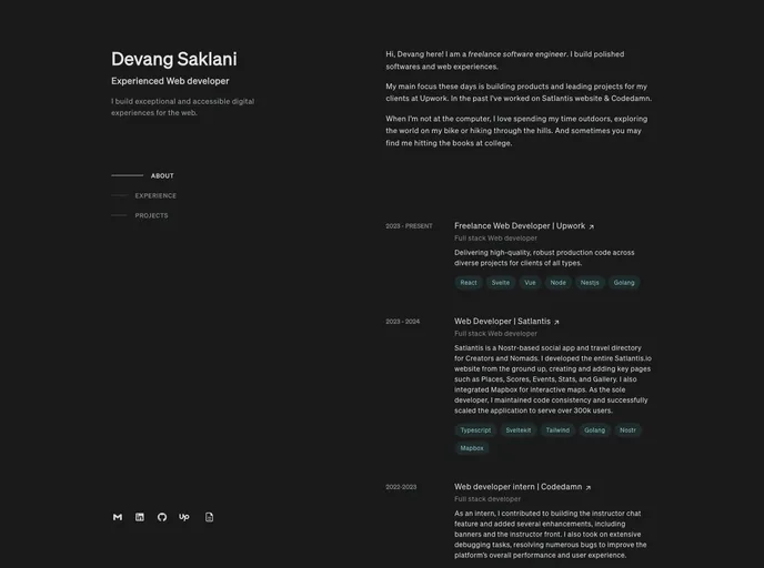 screenshot of Saklani.dev