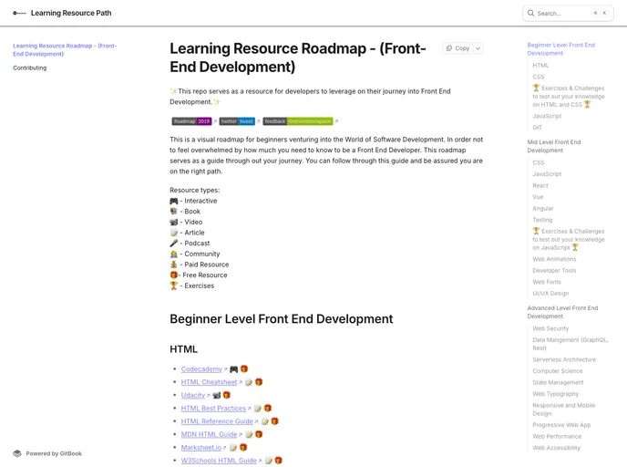 screenshot of Learning Resource Path Front End