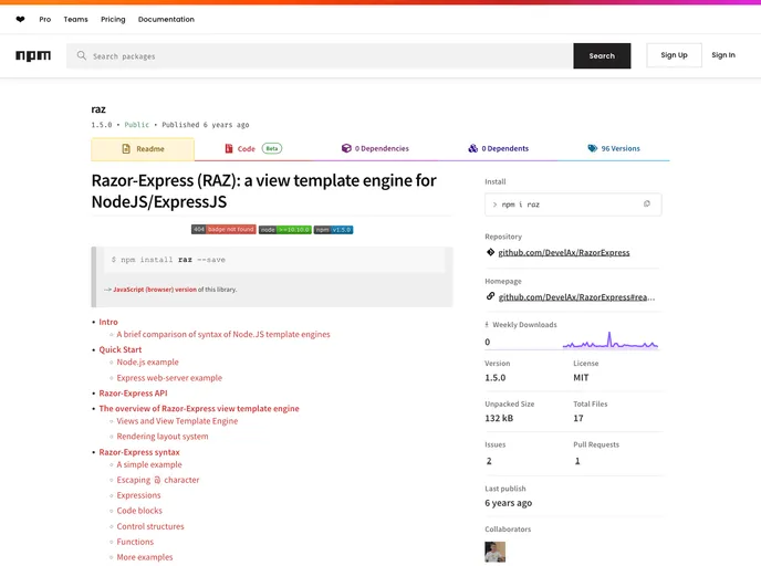 screenshot of RazorExpress