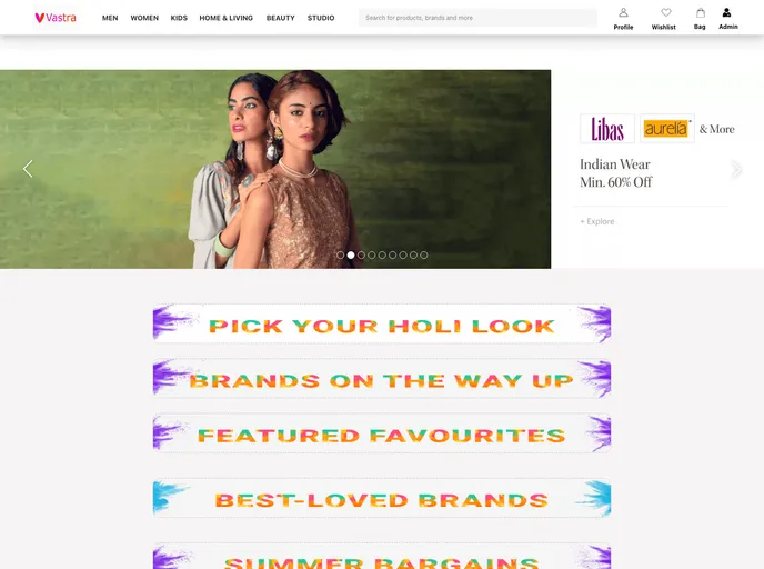 screenshot of Vastra Myntra_Clone