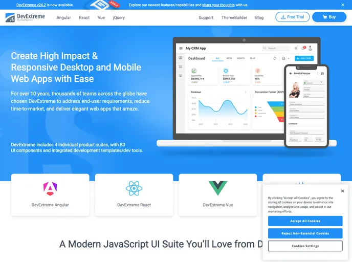 screenshot of Devextreme Vue Template