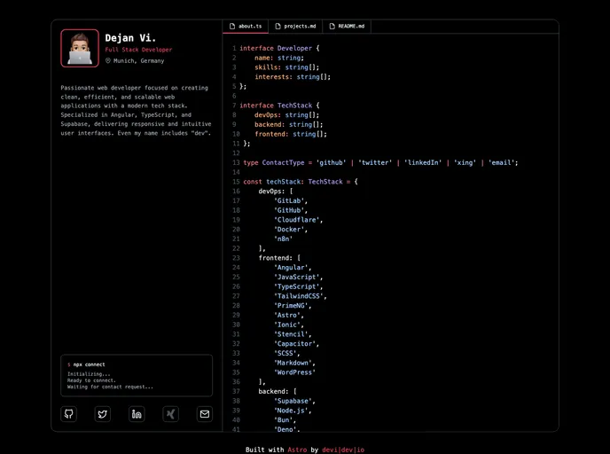 Astro Developer Portfolio Template