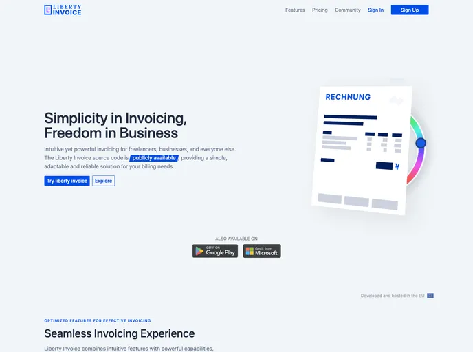 screenshot of Liberty Invoice