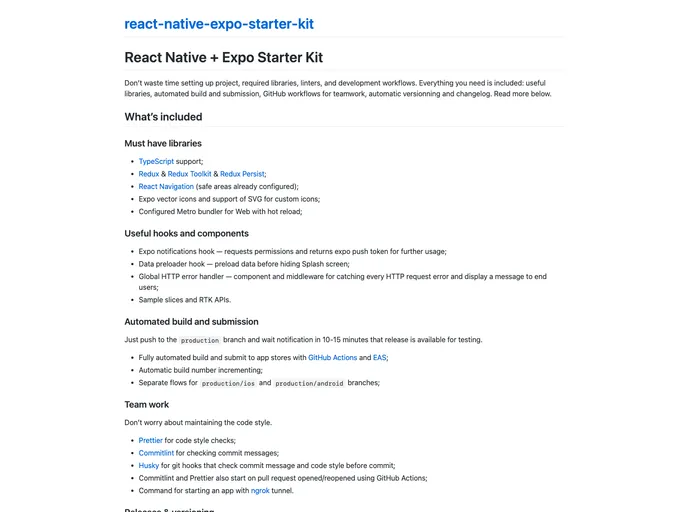 React Native Expo Starter Kit screenshot