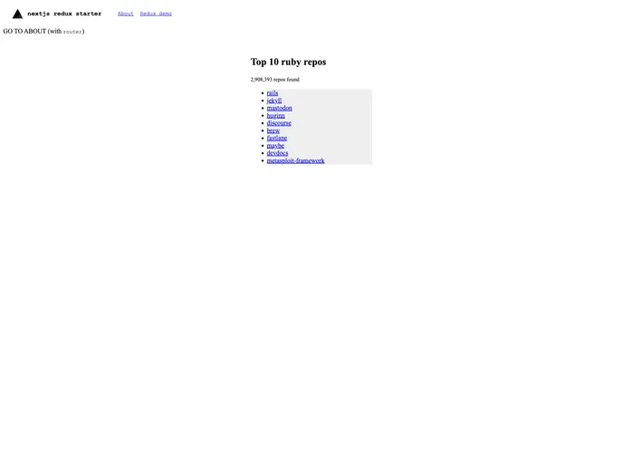 screenshot of Nextjs Redux Starter