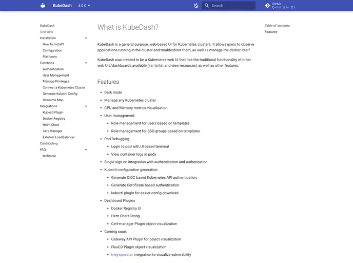 screenshot of KubeDash