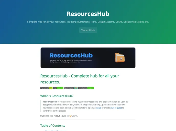 screenshot of ResourcesHub