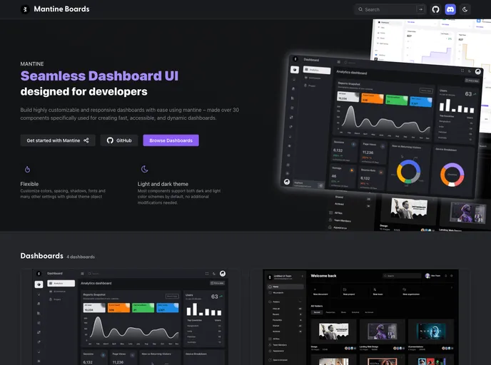 screenshot of Mantine Boards