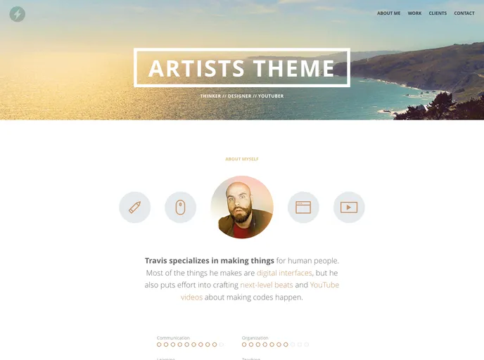 screenshot of Artists Theme