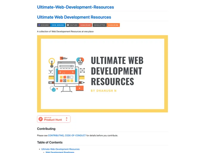 screenshot of Ultimate Web Development Resources