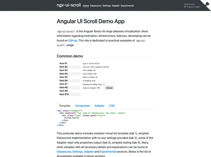 screenshot of Ngx UI Scroll