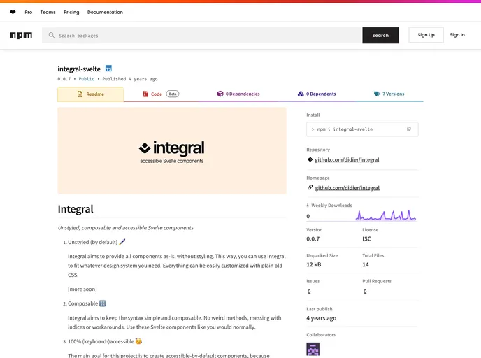 screenshot of Integral