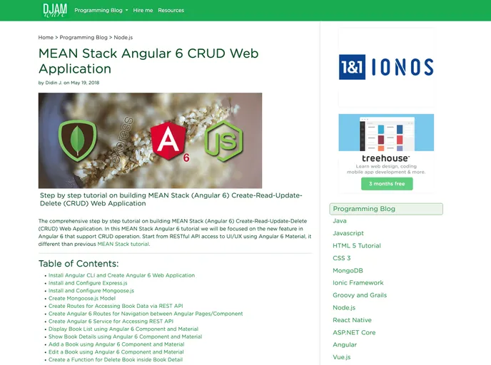 screenshot of Mean Stack Angular6 Crud Example