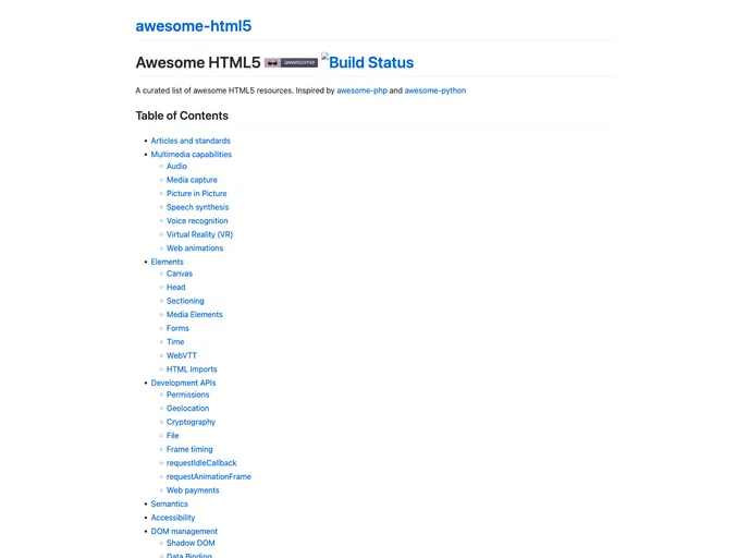 screenshot of Awesome Html5