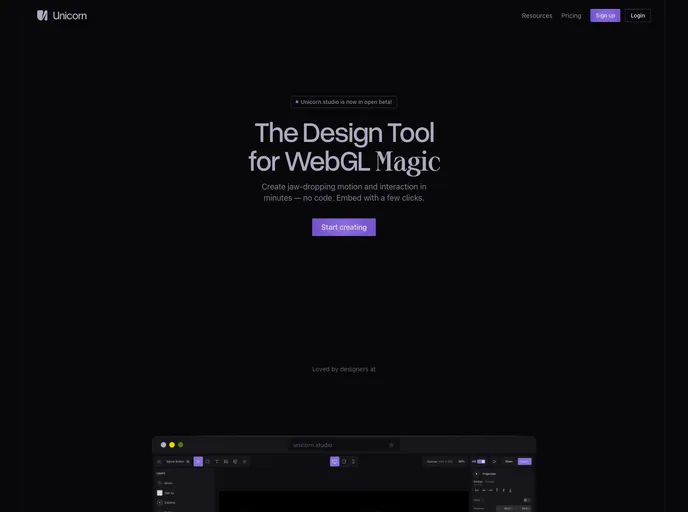 Unicornstudio React screenshot