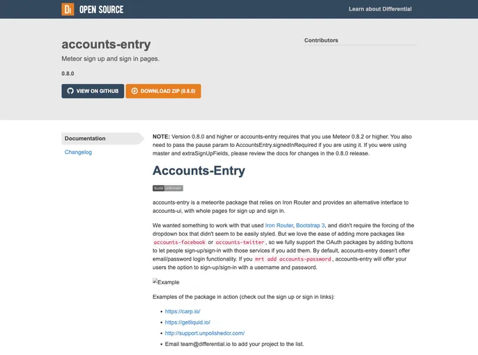 screenshot of Accounts Entry