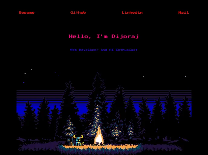 screenshot of Pixel Themed Portfolio