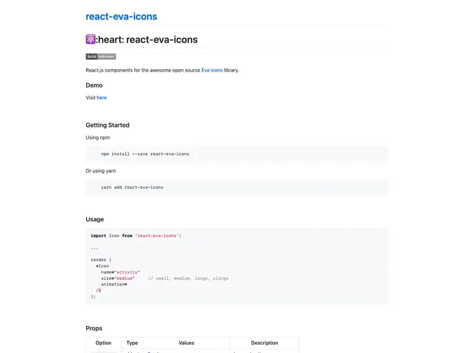 React Eva Icons screenshot