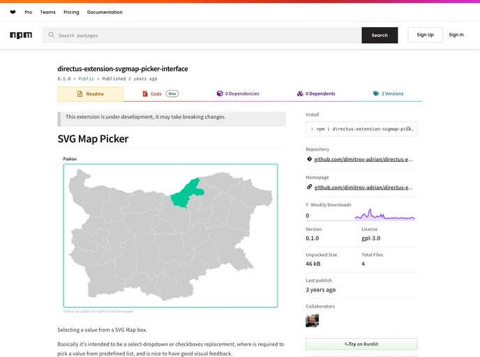 screenshot of Directus Extension Svgmap Picker Interface