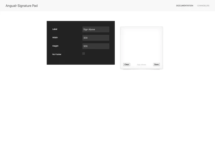 screenshot of Angular2 Signature Pad