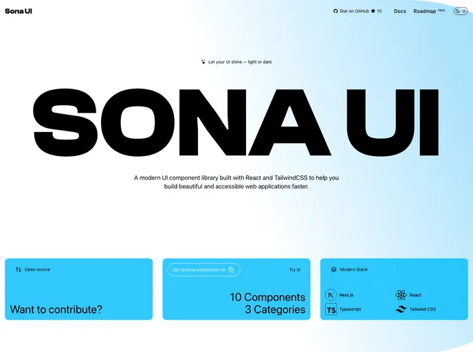 screenshot of Sona UI