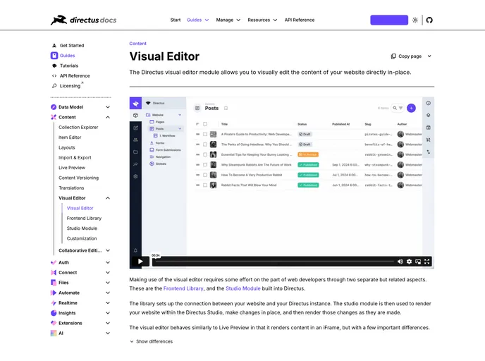 screenshot of Visual Editing